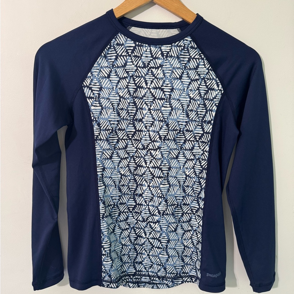 Patagonia boys girls xL Navy Gray Shirt base layer sun protection long sleeve